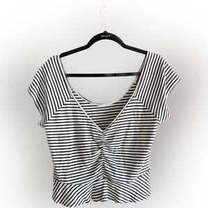 AE Striped Peplum Crop Top